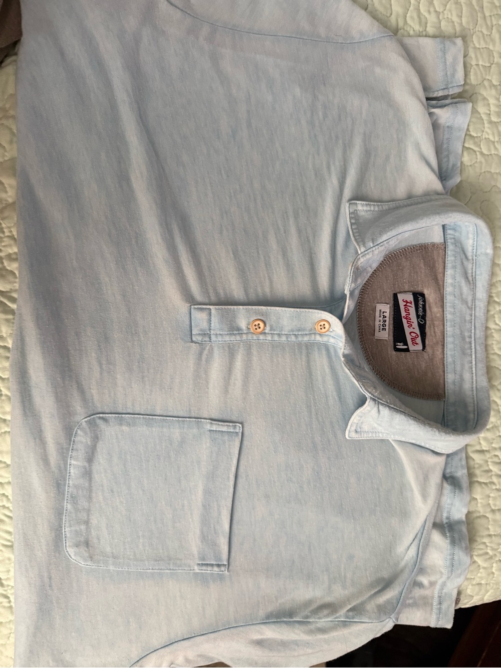 johnnie-O Light Blue Short-Sleeve Henley Polo